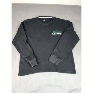 Lacoste Thermal Sleep Shirt Mens Large Black Lightweight Crew Neck Warm‎ Logo